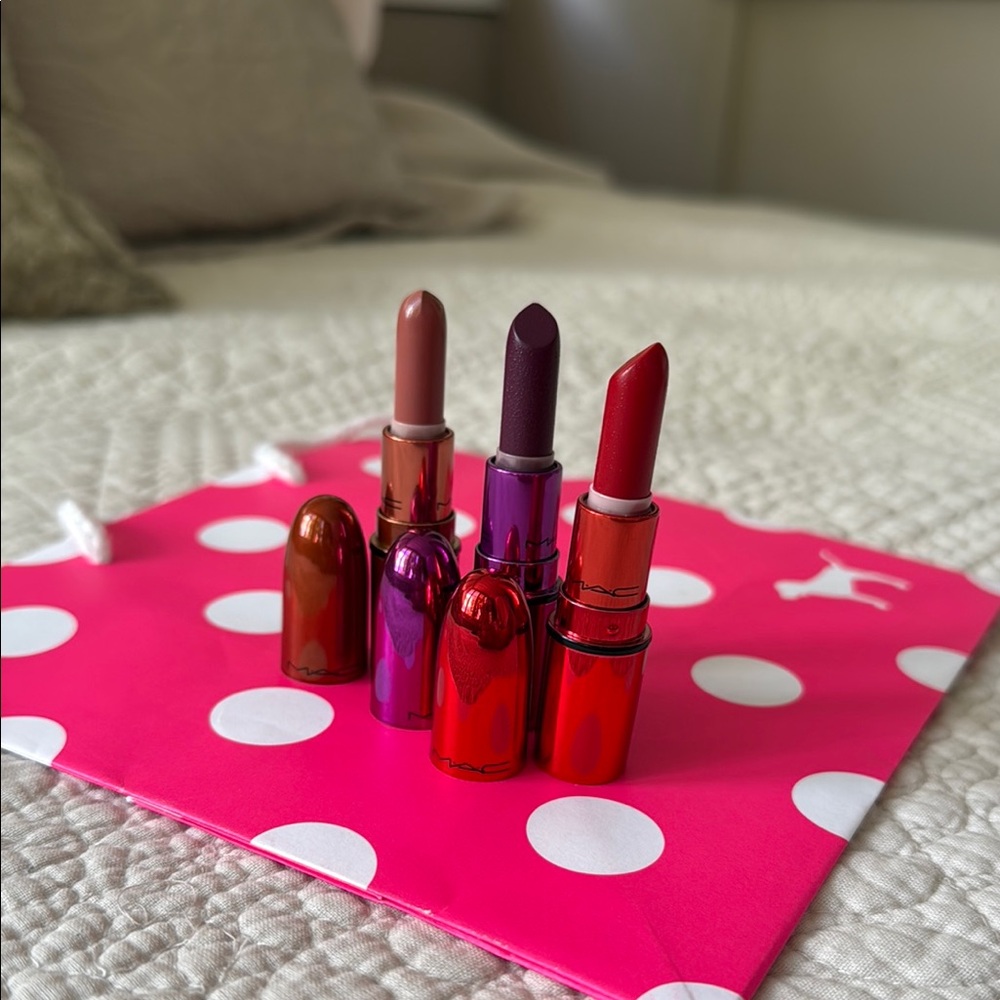 MAC Cosmetics Ruby Woo, Rebel, Velvet Teddy Mini Lipstick Set of 3